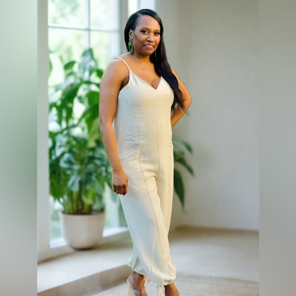 #33 Stylish Linen Jogger Jumpsuit